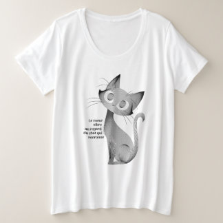 Chat assis au regard langoureux grote maat t-shirt
