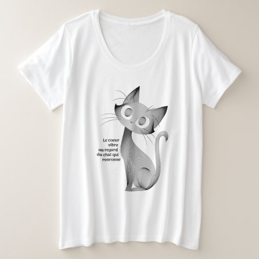 Chat assis au regard langoureux grote maat t-shirt (Design voorkant)
