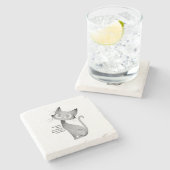 Chat assis au regard langoureux stenen onderzetter (Zijkant)