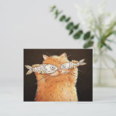 Chat avec yeux de poisson briefkaart (Staand voorkant)