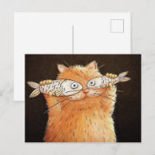 Chat avec yeux de poisson briefkaart (Voorkant / Achterkant)