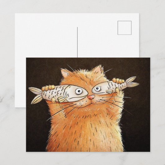 Chat avec yeux de poisson briefkaart (Voorkant / Achterkant)
