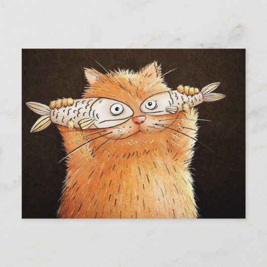 Chat avec yeux de poisson briefkaart (Voorkant)