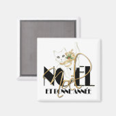 Chat Blanc, Noël et Bonne Année Magneet (Voorkant / Achterkant)