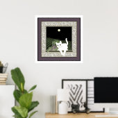 Chat Blanc, Vin et la Lune Poster (Thuiskantoor)