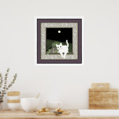 Chat Blanc, Vin et la Lune Poster (Keuken)