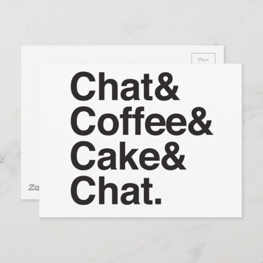 chat en koffie en gebak briefkaart (Voorkant / Achterkant)