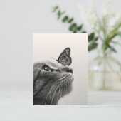 Chat et papillon briefkaart (Staand voorkant)