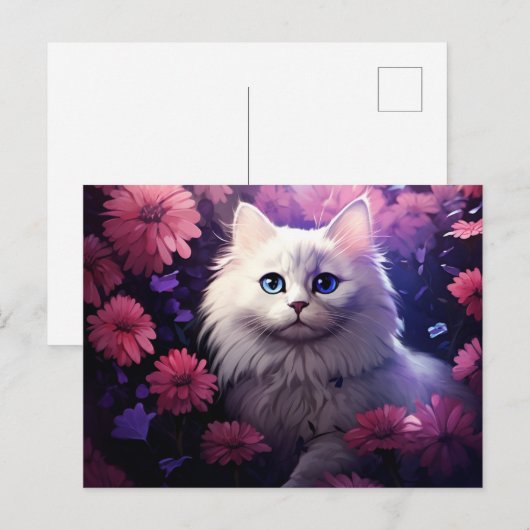 Chat Fleur 2-briefkaart Briefkaart (Voorkant / Achterkant)