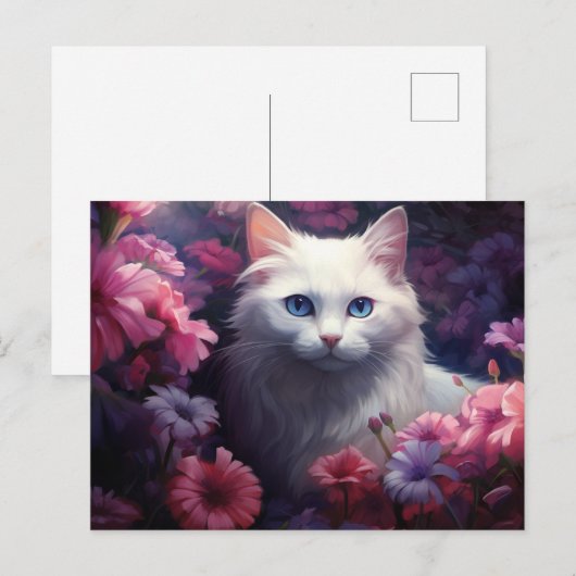 Chat Fleur-briefkaart Briefkaart (Voorkant / Achterkant)