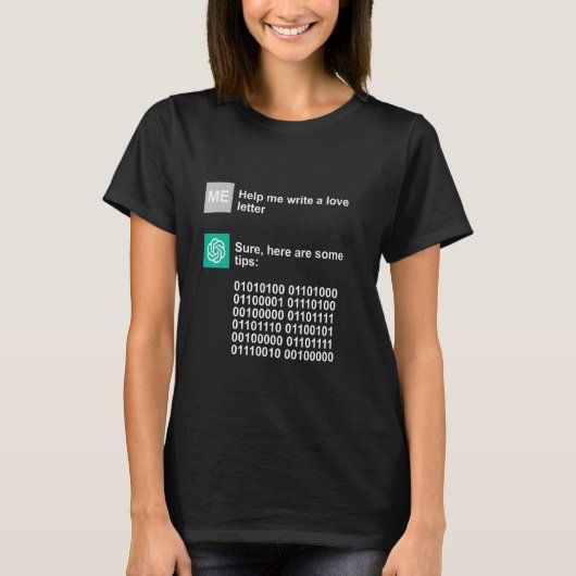 Chat GPT Liefdesadvies Funny AI T-shirt (Voorkant)