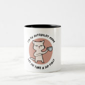 "Chat Grincheux avec Tasse" Tweekleurige Koffiemok (Center)