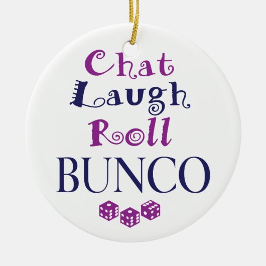 chat, lacht, rol - bunco keramisch ornament (Voorkant)