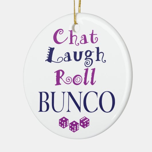 chat, lacht, rol - bunco keramisch ornament (Links)