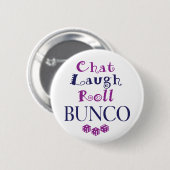 chat, lacht, rol - bunco ronde button 5,7 cm (Voorkant /achterkant)