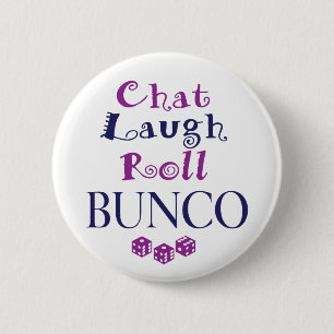 chat, lacht, rol - bunco ronde button 5,7 cm