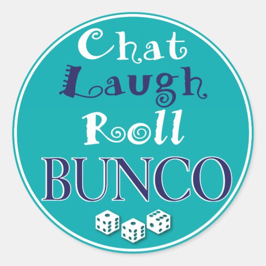 chat, lacht, rol - bunco ronde sticker (Voorkant)