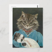 chat Maman et bébé Briefkaart (Voorkant / Achterkant)