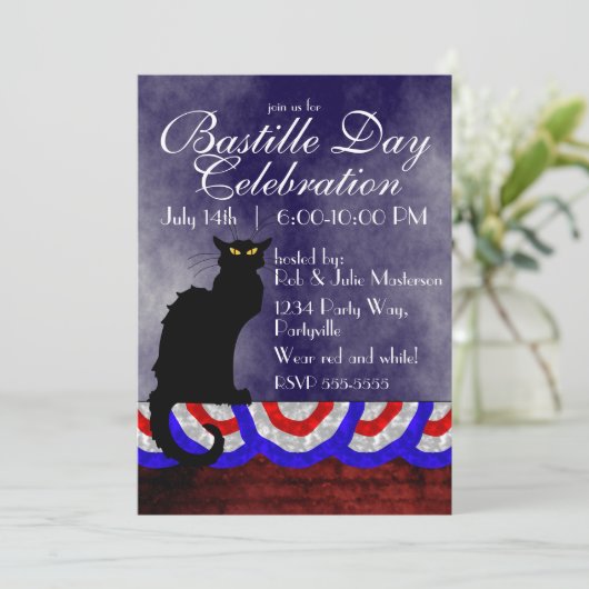 Chat Noir Bastille Day Kaart (Staand voorkant)