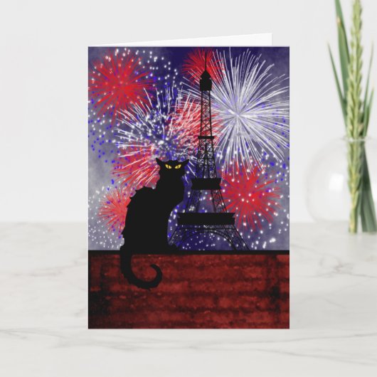 Chat Noir Bastille Day Kaart (Voorkant)