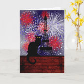 Chat Noir Bastille Day Kaart (Gele Bloem)