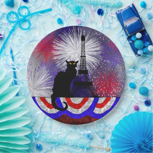 Chat Noir Bastille Day Papieren Bordje (Feest)