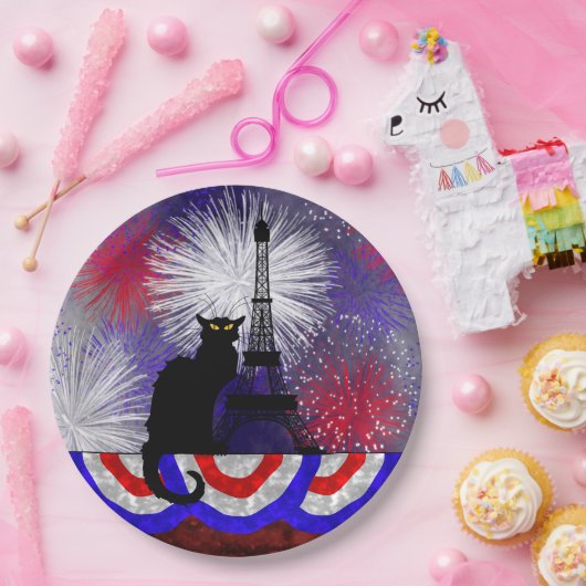 Chat Noir Bastille Day Papieren Bordje (Feest)