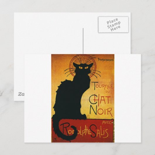 Chat Noir - Black Cat Briefkaart (Voorkant / Achterkant)