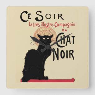 Chat Noir~Black Cat Vierkante Klok