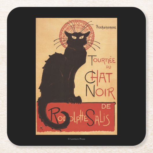 Chat Noir Cabaret Troupe Black Cat Promo Poster Kartonnen Onderzetters (Voorkant)