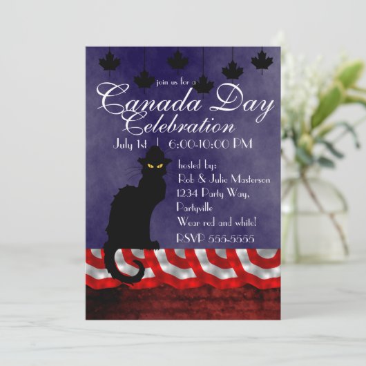 Chat Noir Canada Day Kaart (Staand voorkant)