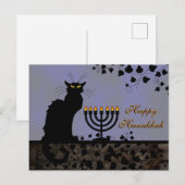 Chat Noir Chanoeka Feestdagenkaart (Voorkant / Achterkant)