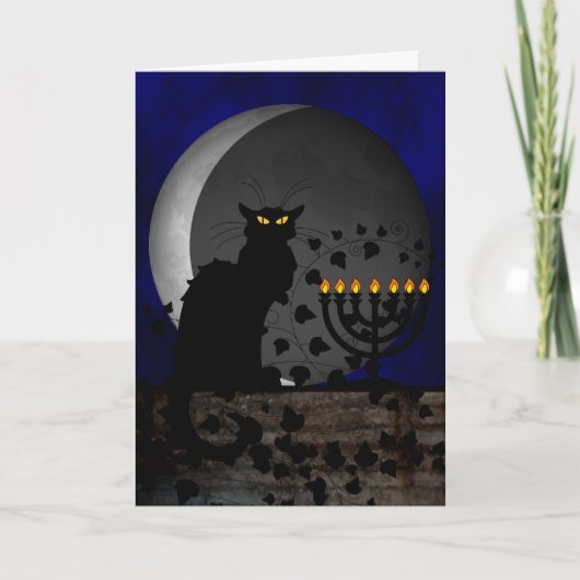 Chat Noir Chanukah Feestdagen Kaart (Voorkant)