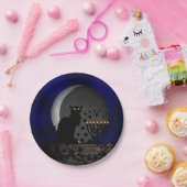 Chat Noir Chanukah met Menorah Papieren Bordje (Feest)