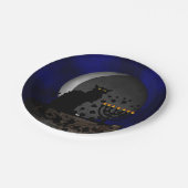 Chat Noir Chanukah met Menorah Papieren Bordje (Gekanteld)