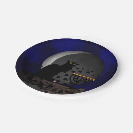 Chat Noir Chanukah met Menorah Papieren Bordje (Gekanteld)