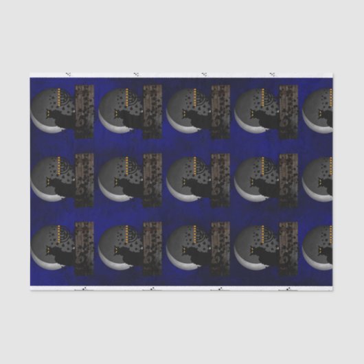 Chat Noir Chanukah met Menorah Tissuepapier (Voorkant)