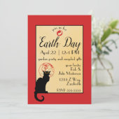 Chat Noir Earth Day Kaart (Staand voorkant)