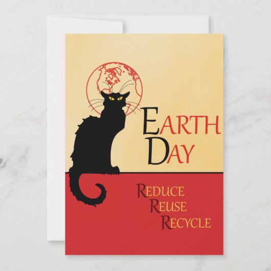 Chat Noir Earth Day Kaart (Achterkant)