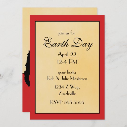 Chat Noir Earth Day Kaart (Voorkant / Achterkant)