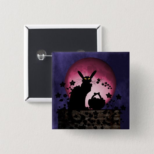 Chat Noir Easter Vierkante Button 5,1 Cm (Voorkant /achterkant)