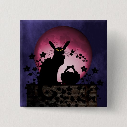 Chat Noir Easter Vierkante Button 5,1 Cm (Voorkant)