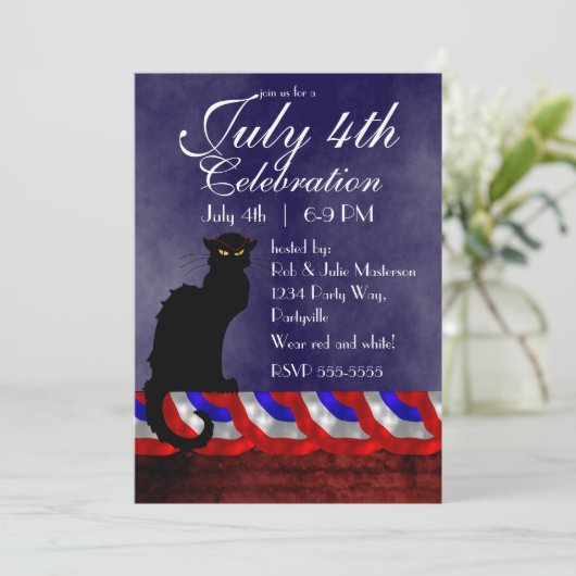 Chat Noir en 4 juli Kaart (Staand voorkant)