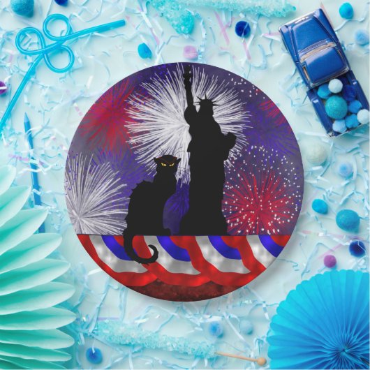Chat Noir en 4 juli Papieren Bordje (Feest)