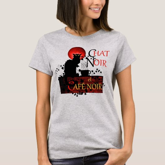 Chat Noir en Café Noir T-Shirt (Voorkant)