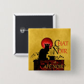 Chat Noir et Café Noir Vierkante Button 5,1 Cm (Voorkant /achterkant)