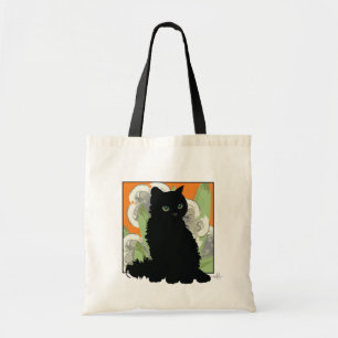 Chat Noir et Fleurs Blanches de Printemps Tote Bag