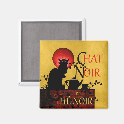 Chat Noir et Thé Noir, Black Cat Black Tea Magneet (Voorkant / Achterkant)