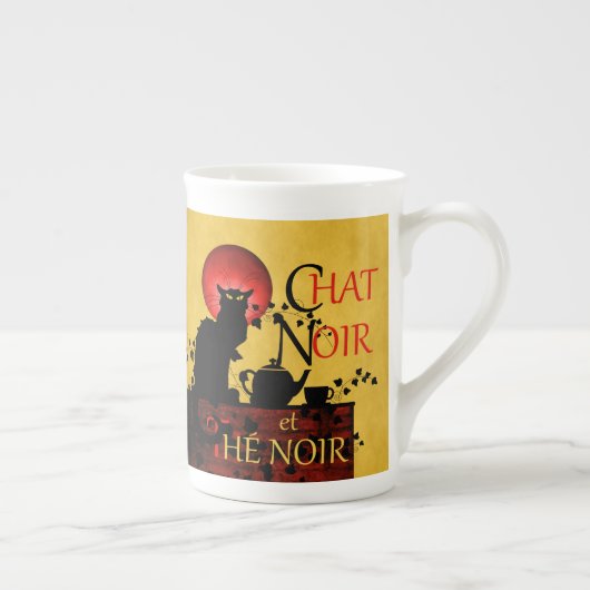 Chat Noir et Thé Noir, Black Cat Black Tea Porselein Kop (Rechts)