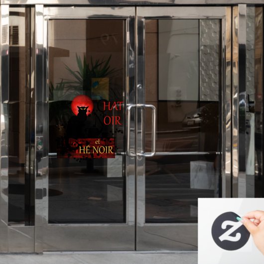 Chat Noir et Thé Noir, Black Cat Black Tea Raamsticker (Kantoordeur)